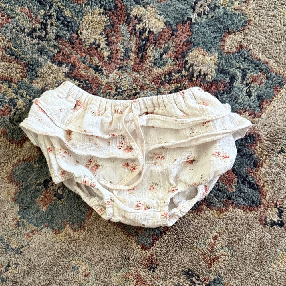 Jamie Kay Cream and Pink Floral Diaper Cover